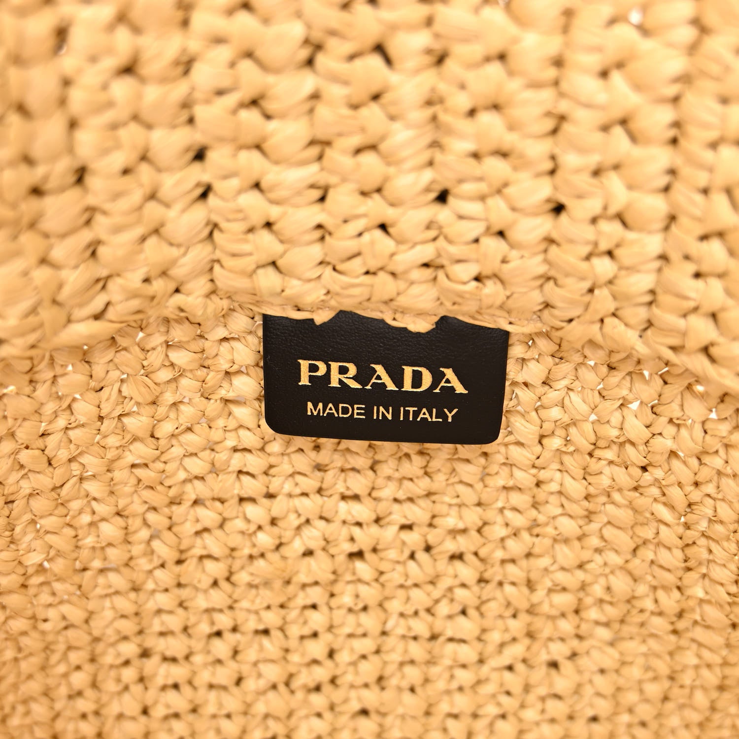 Prada Yarn Raffia Effect Crochet Embroidered Logo Tote Naturale 6 of 9