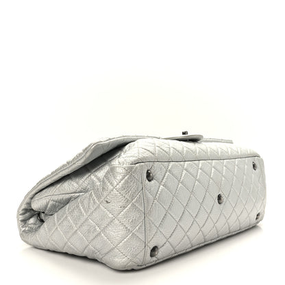 Chanel Metallic Calfskin Quilted XXL Travel Flap Bag Silver 4 of 9