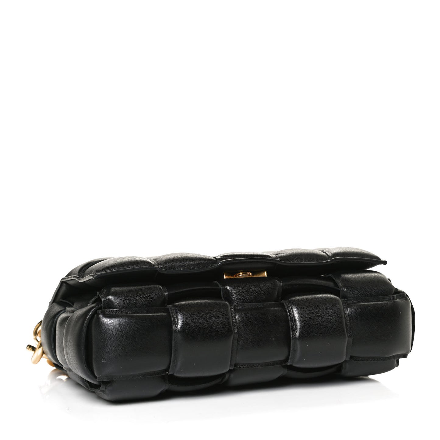 Lambskin Maxi Intreccio Padded Chain Cassette Crossbody Bag Black