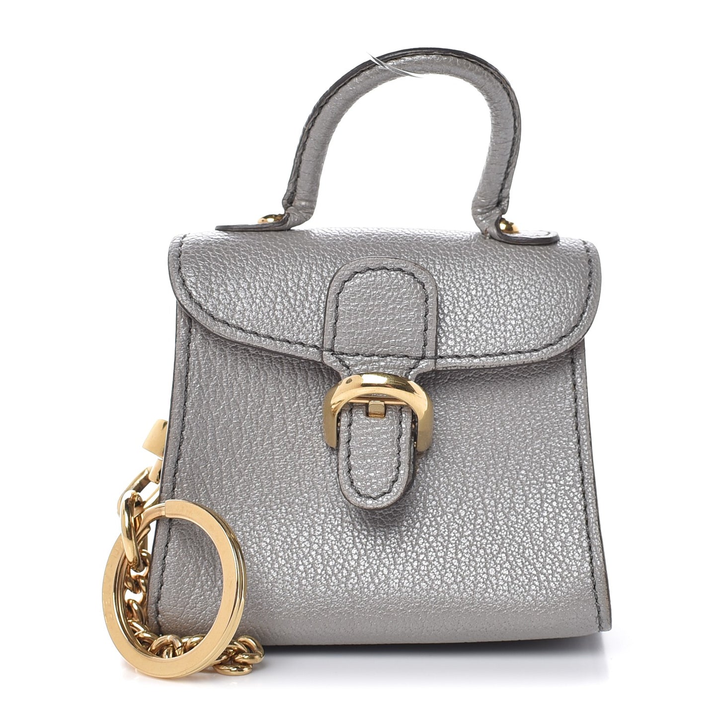 Metallic Calfskin Mini Brillant Bag Charm Gris Irise