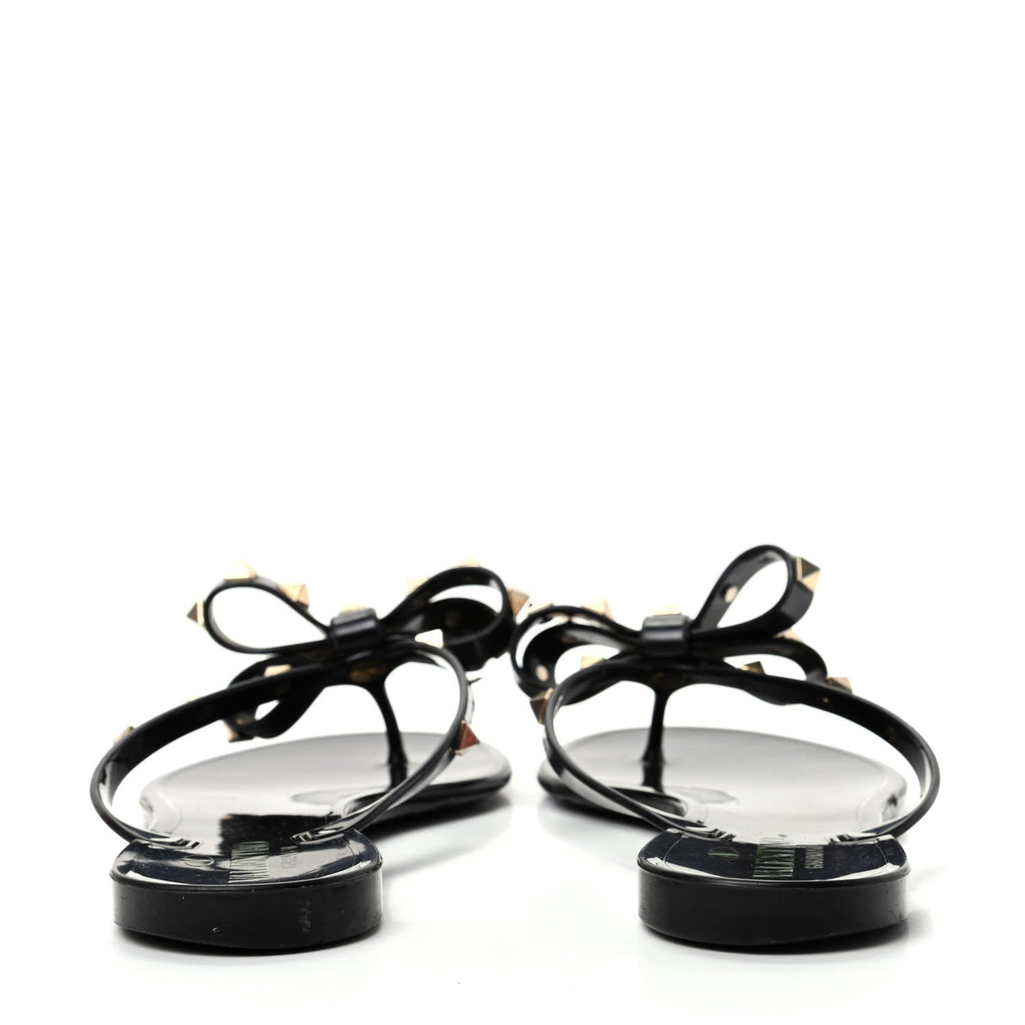PVC Jelly Rockstud Bow Thong Sandals 39 Black