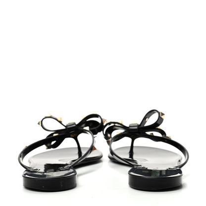 Valentino Garavani PVC Jelly Rockstud Bow Thong Sandals 39 Black 7 of 11