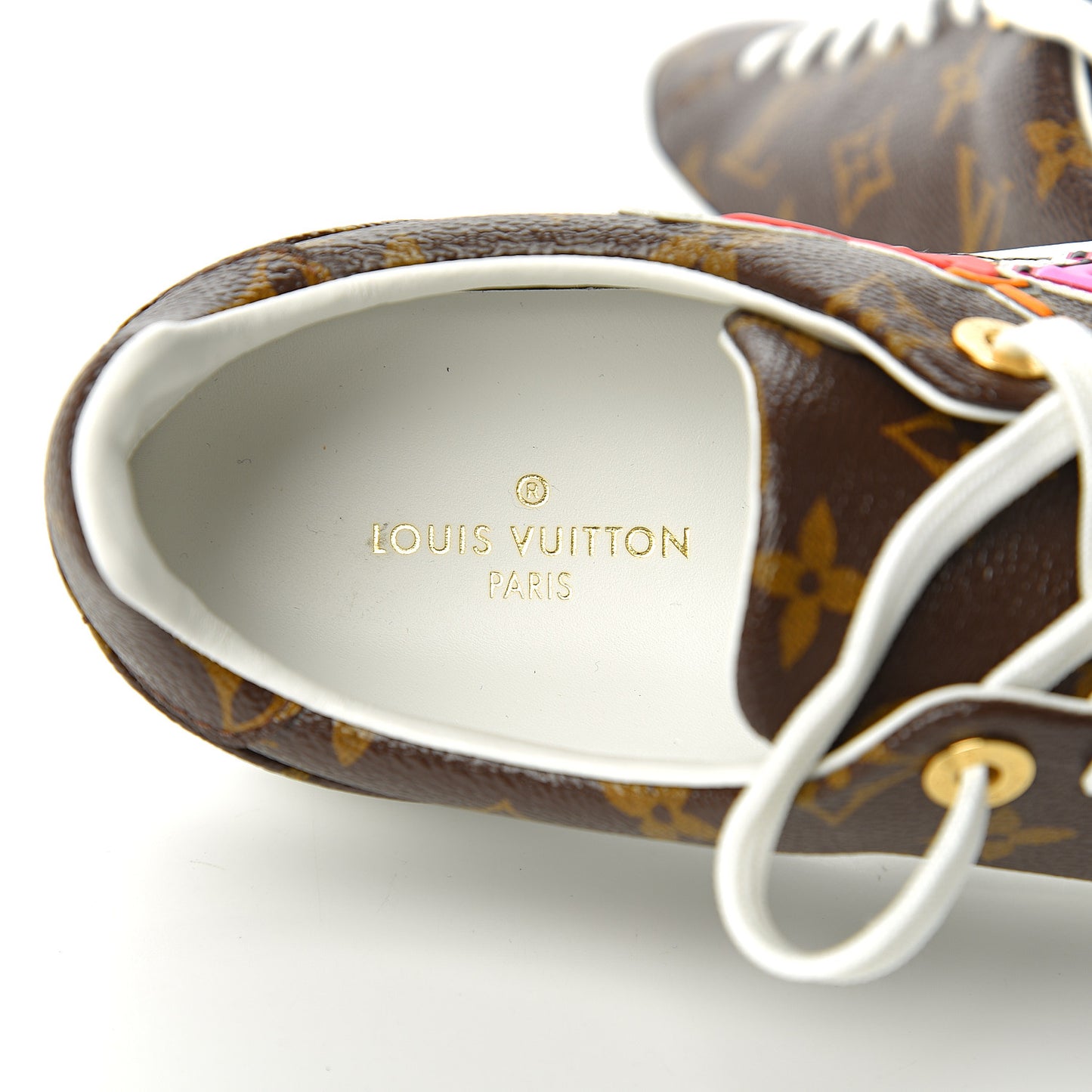 Calfskin Monogram LV Black Heart Sneakers 38.5 Cacao