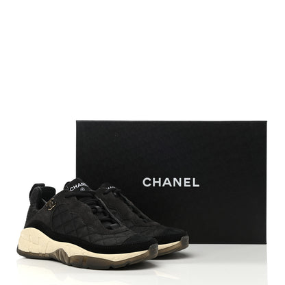 Chanel Mesh Suede Calfskin Quilted Sneakers 35 Black Dark Grey 9 of 9