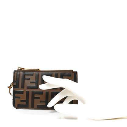 Fendi Vitello Soft F is Fendi Bi-Color FF 1974 Embossed Key Case Pouch Maya Black 2 of 8