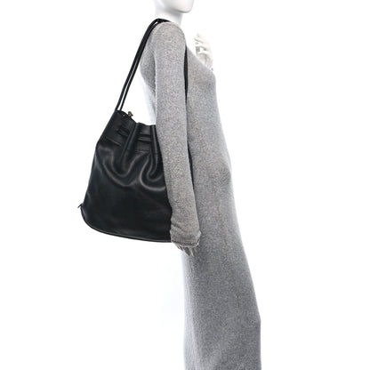 Delvaux Grained Calfskin Deux De Delvaux Bucket Bag Black 2 of 10