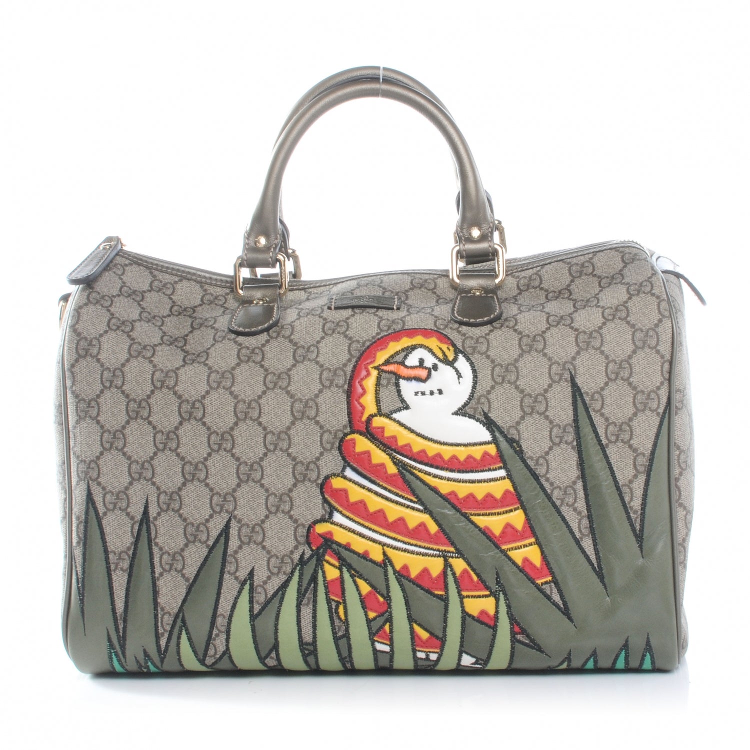 Gucci GG Plus Monogram Unicef Snowman in Africa Medium Joy Boston 1 of 8
