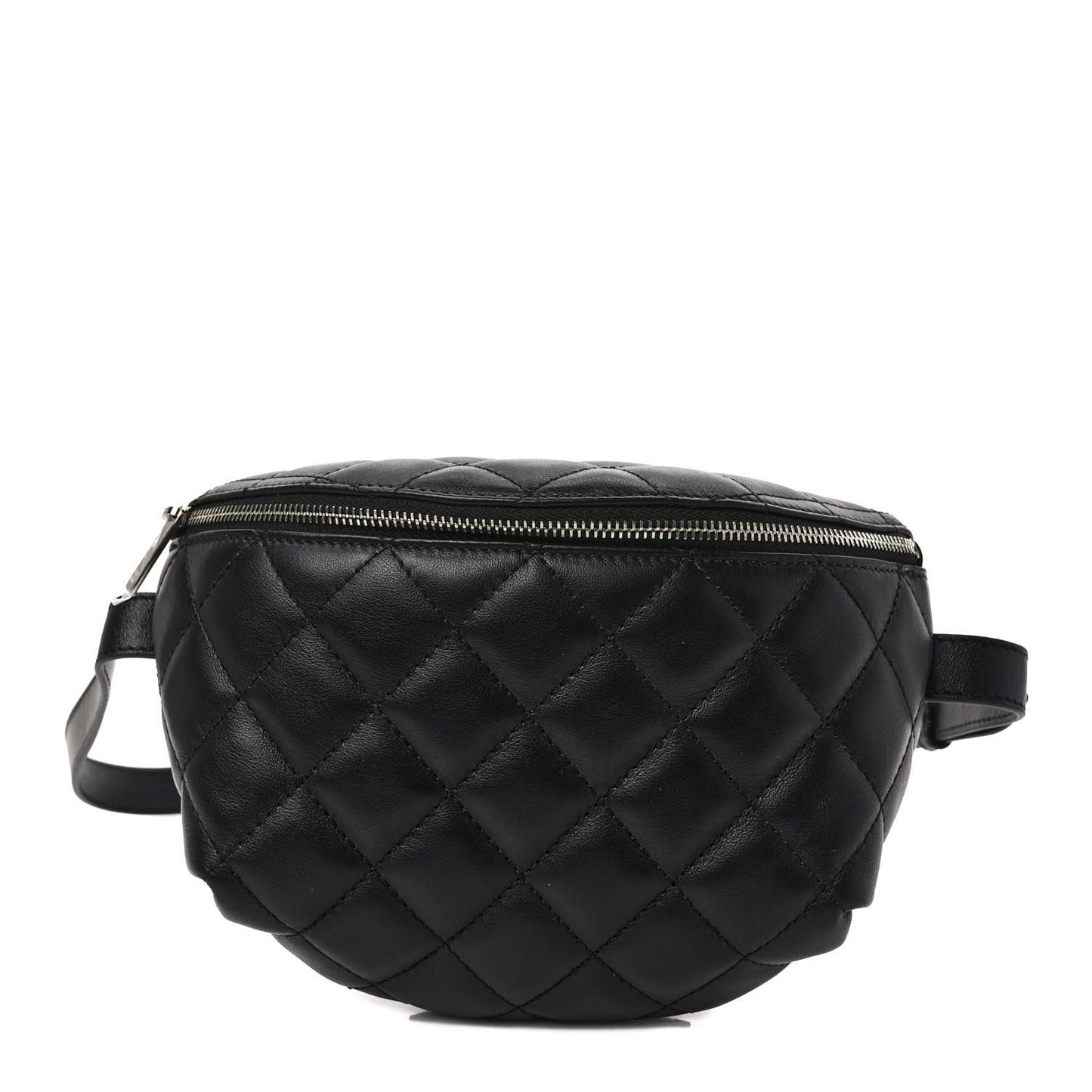Calfskin Quilted Waist Belt Bag Black
