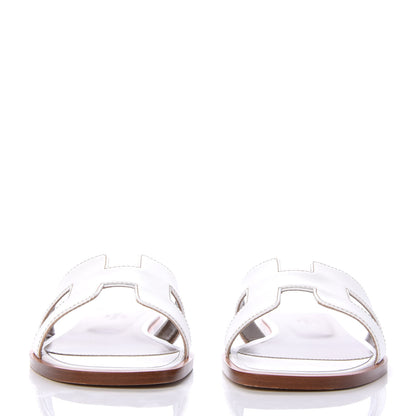 Hermes Box Calfskin Oran Sandals 36.5 White 2 of 10