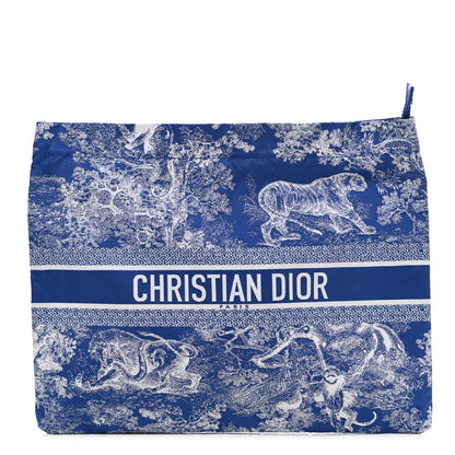 Christian Dior Embroidered Toile De Jouy Diortravel Zipped Pouch Blue 1 of 9