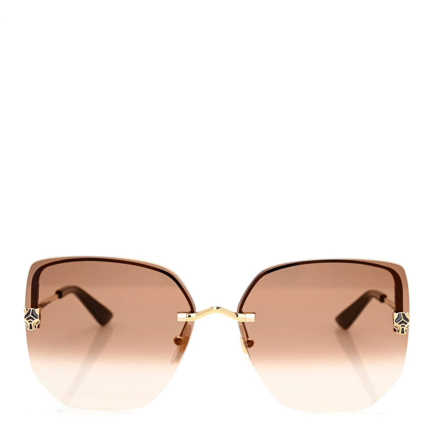 Panthere De Cartier Rimless Square Sunglasses Gold