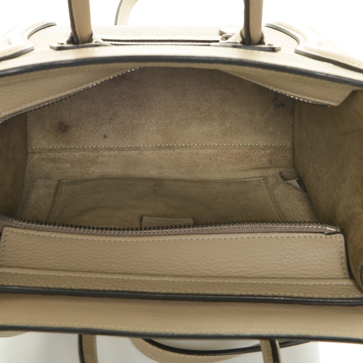 Celine Drummed Calfskin Nano Luggage Dune 5 of 9