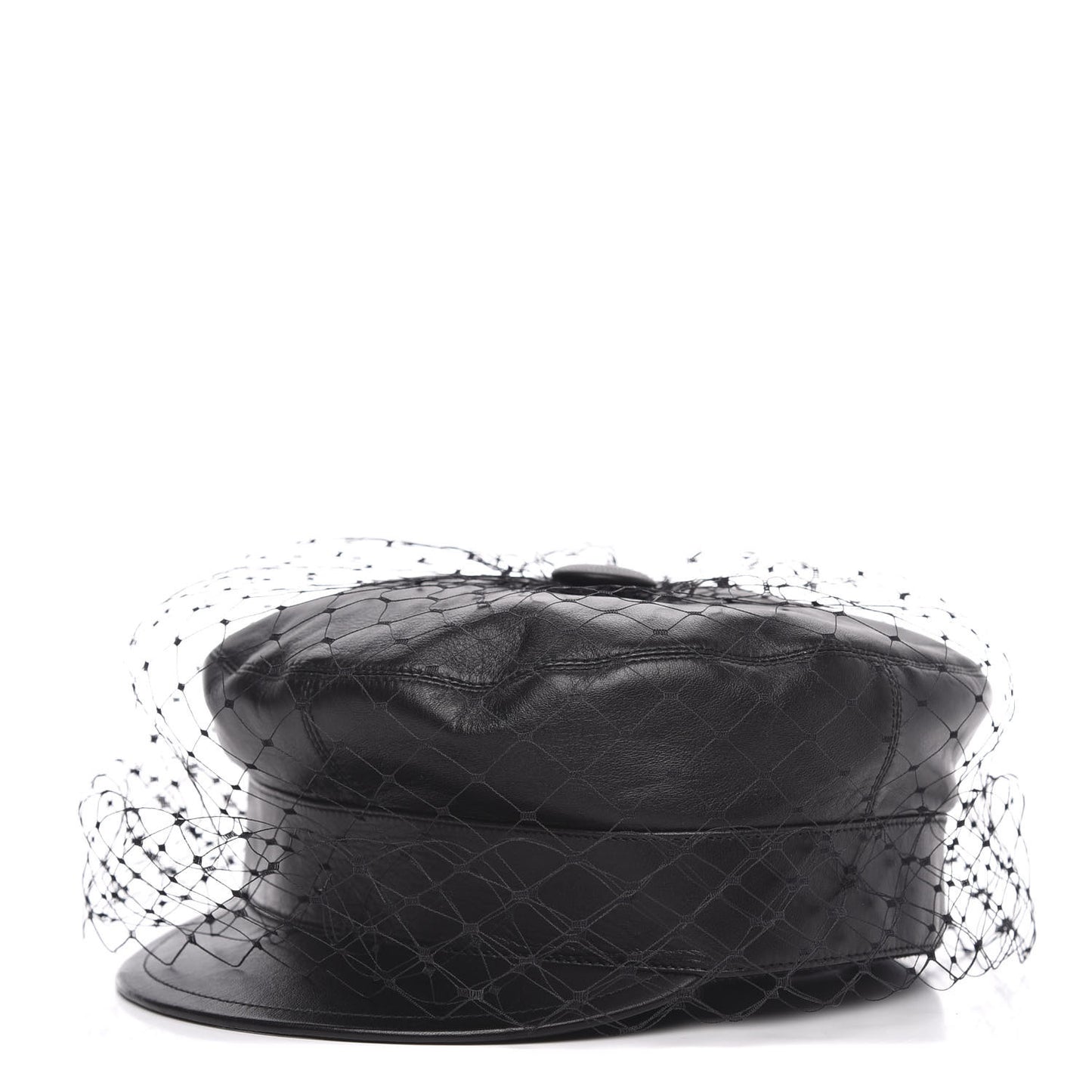 Lambskin Arty Cap with Veil 57 Black