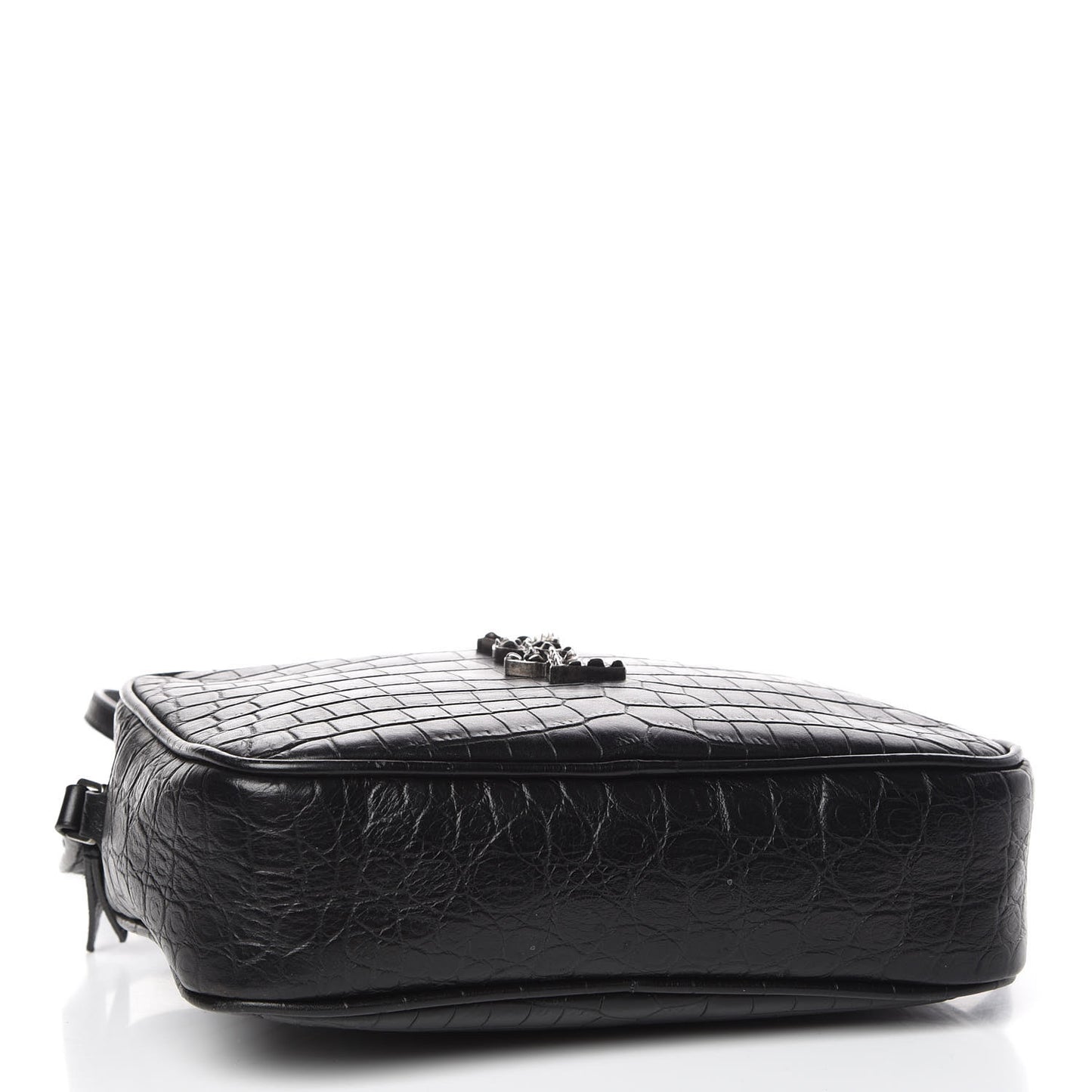 Calfskin Crocodile Embossed Monogram Lou Camera Bag Black