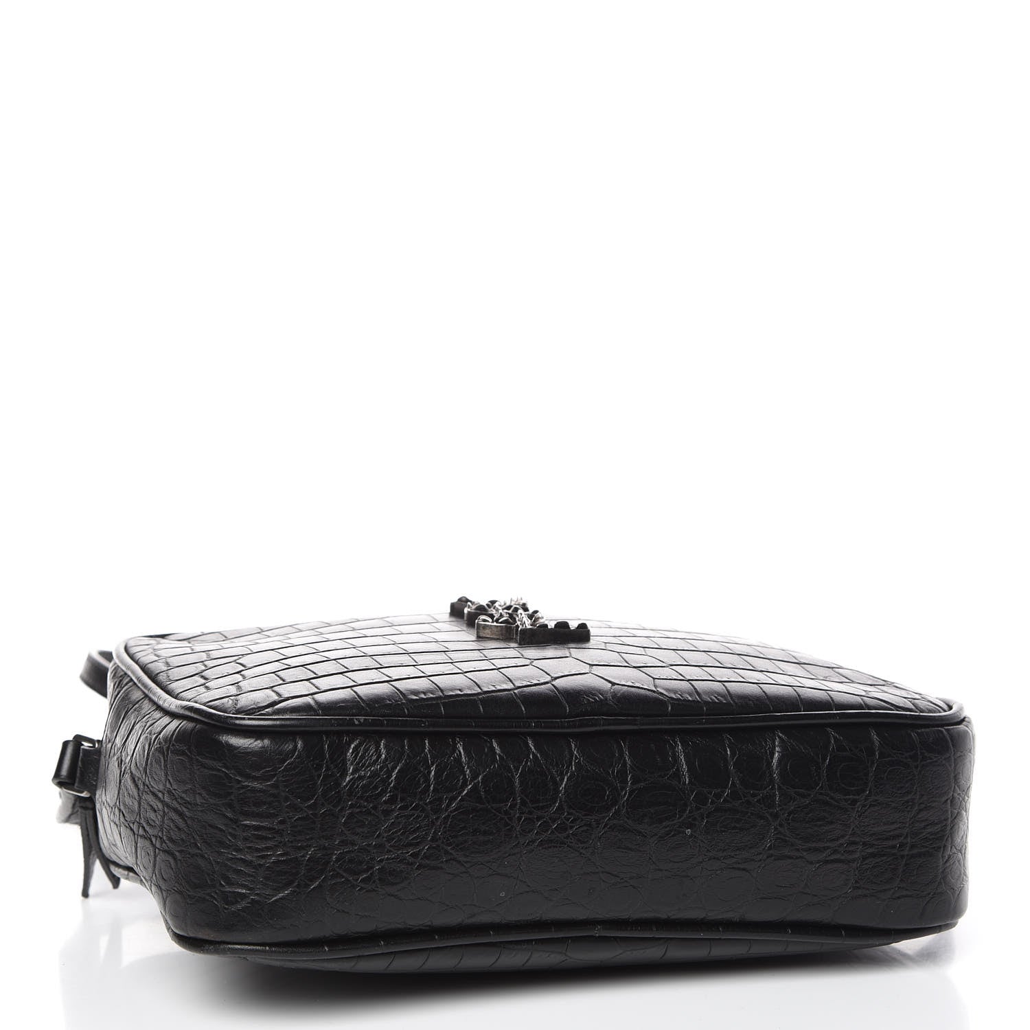 Saint Laurent Calfskin Crocodile Embossed Monogram Lou Camera Bag Black 4 of 10