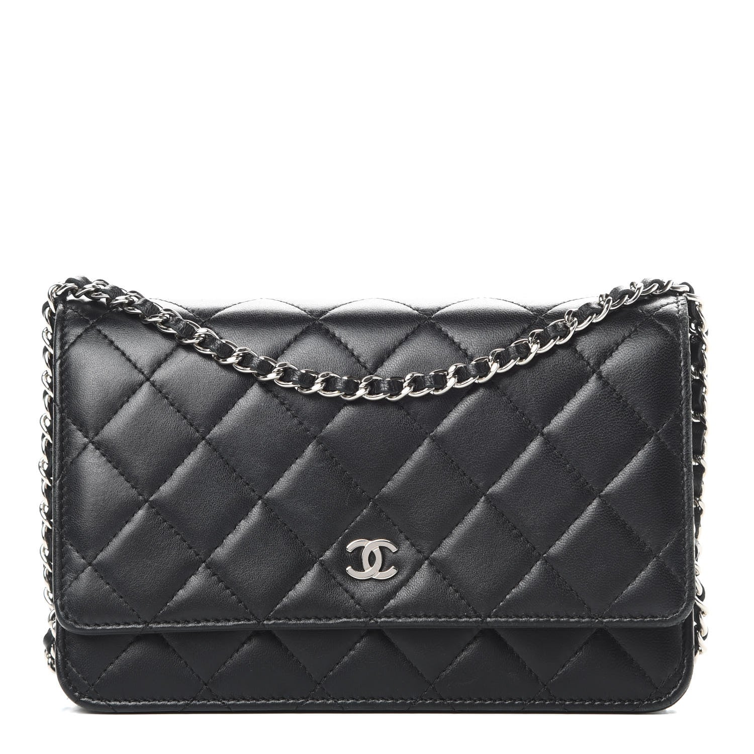 Chanel Lambskin Quilted Wallet On Chain WOC Black 1 of 15