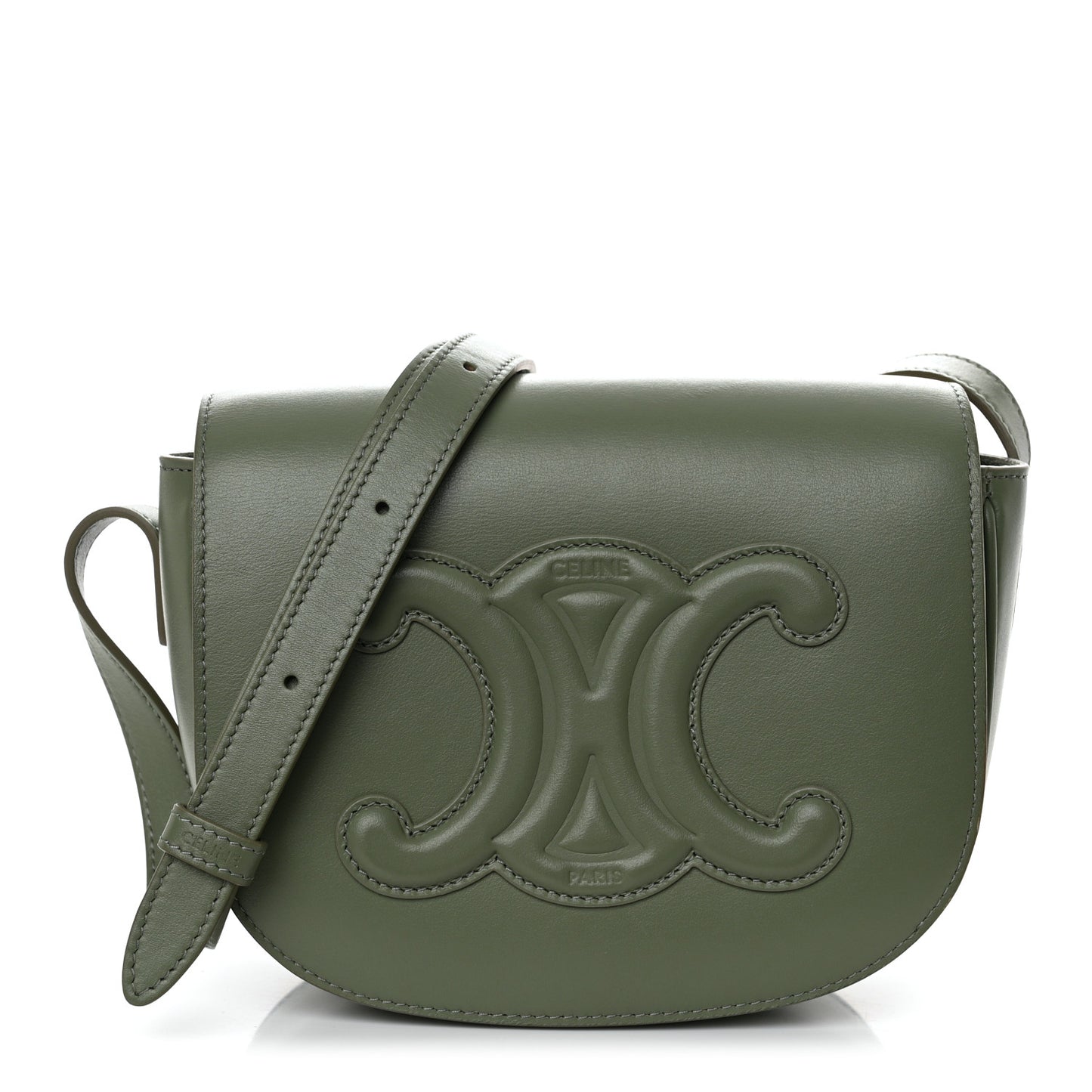 Smooth Calfskin Cuir Triomphe Folco Crossbody Bag Army Green