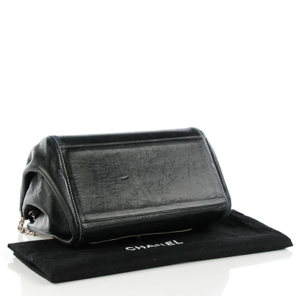 Chanel Lambskin Patent Chocolate Bar Accordion Flap Black Beige 4 of 7