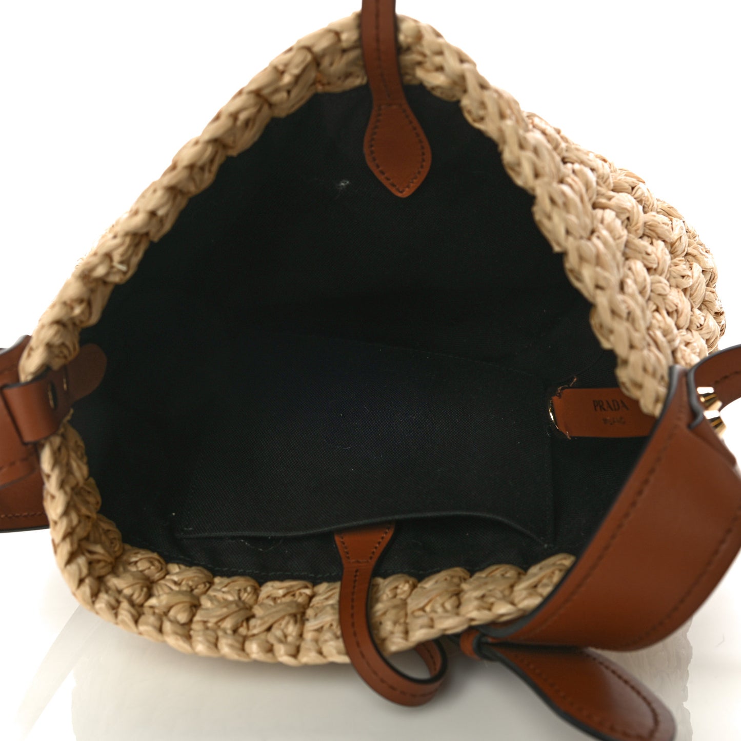 Raffia City Calf Bucket Bag Naturale Cognac