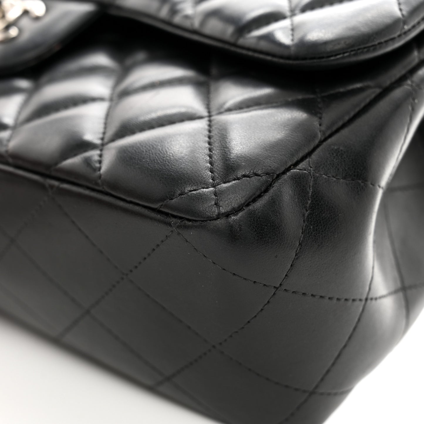 Lambskin Quilted Jumbo Double Flap Black