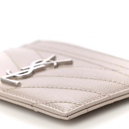 Saint Laurent Grain De Poudre Matelasse Chevron Monogram Credit Card Case Nude Powder 10 of 12