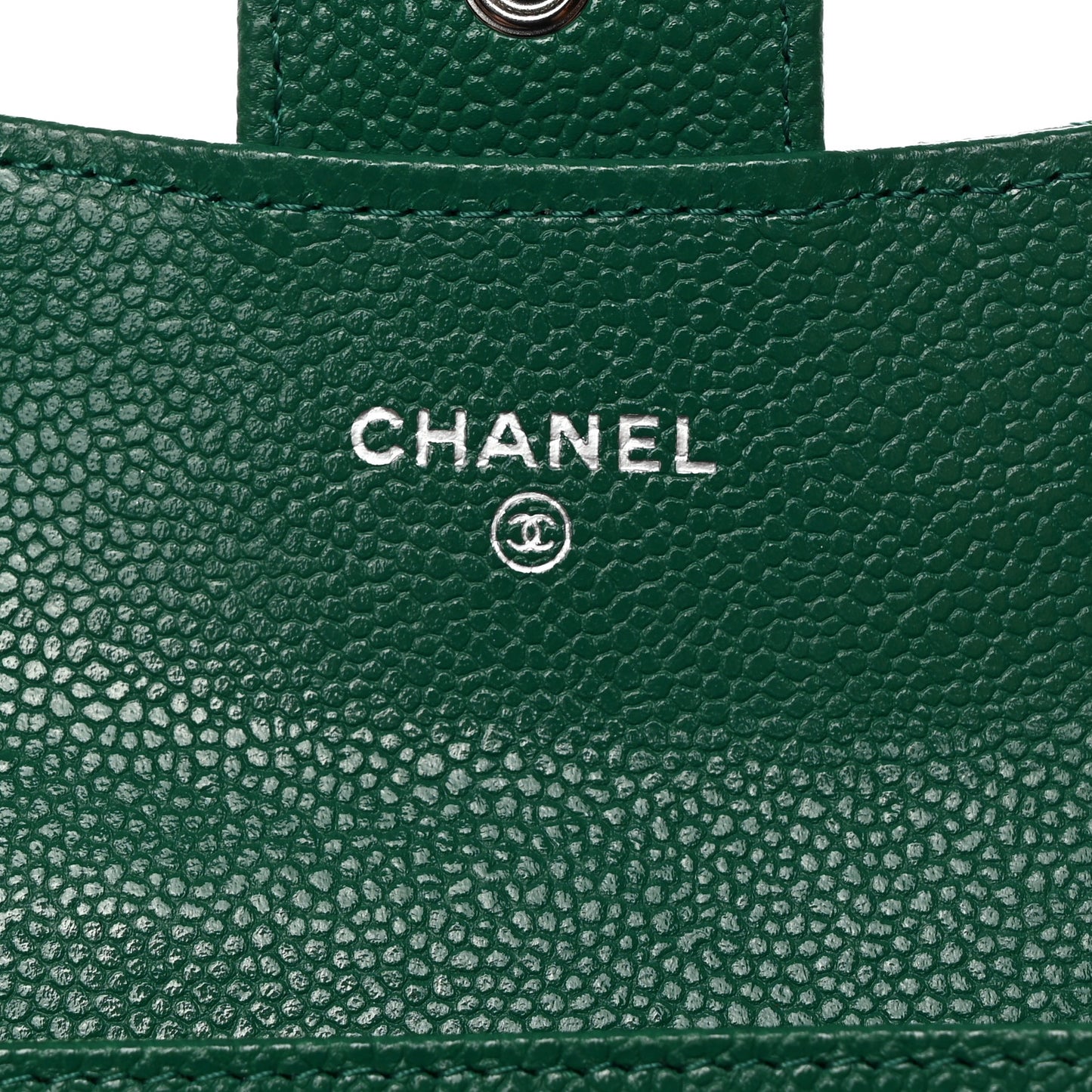 Caviar Quilted Flap Card Holder Wallet Green