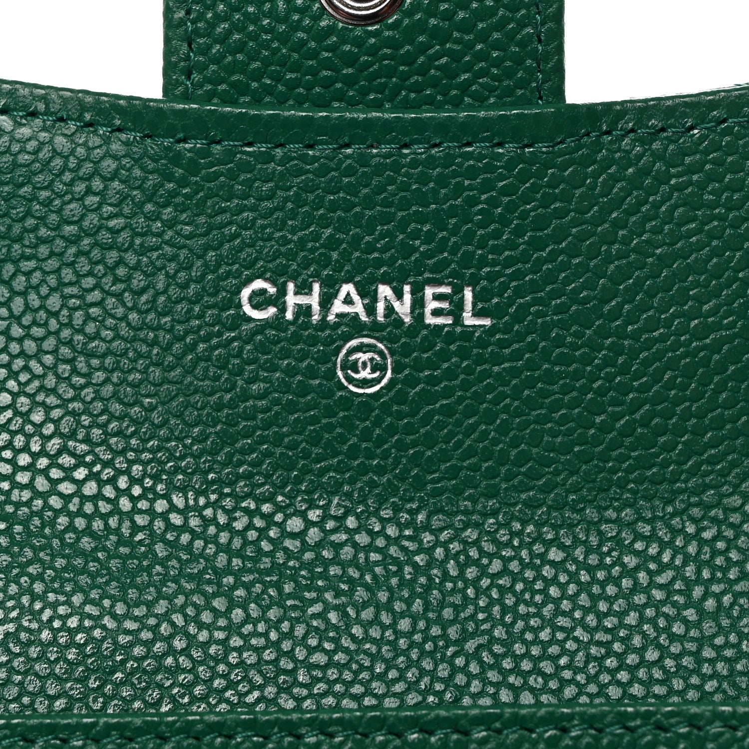 Chanel Caviar Quilted Flap Card Holder Wallet Green 5 of 8