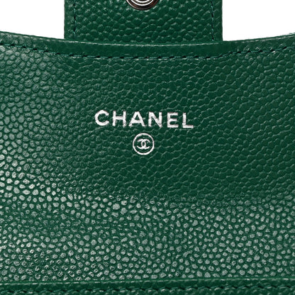 Chanel Caviar Quilted Flap Card Holder Wallet Green 5 of 8