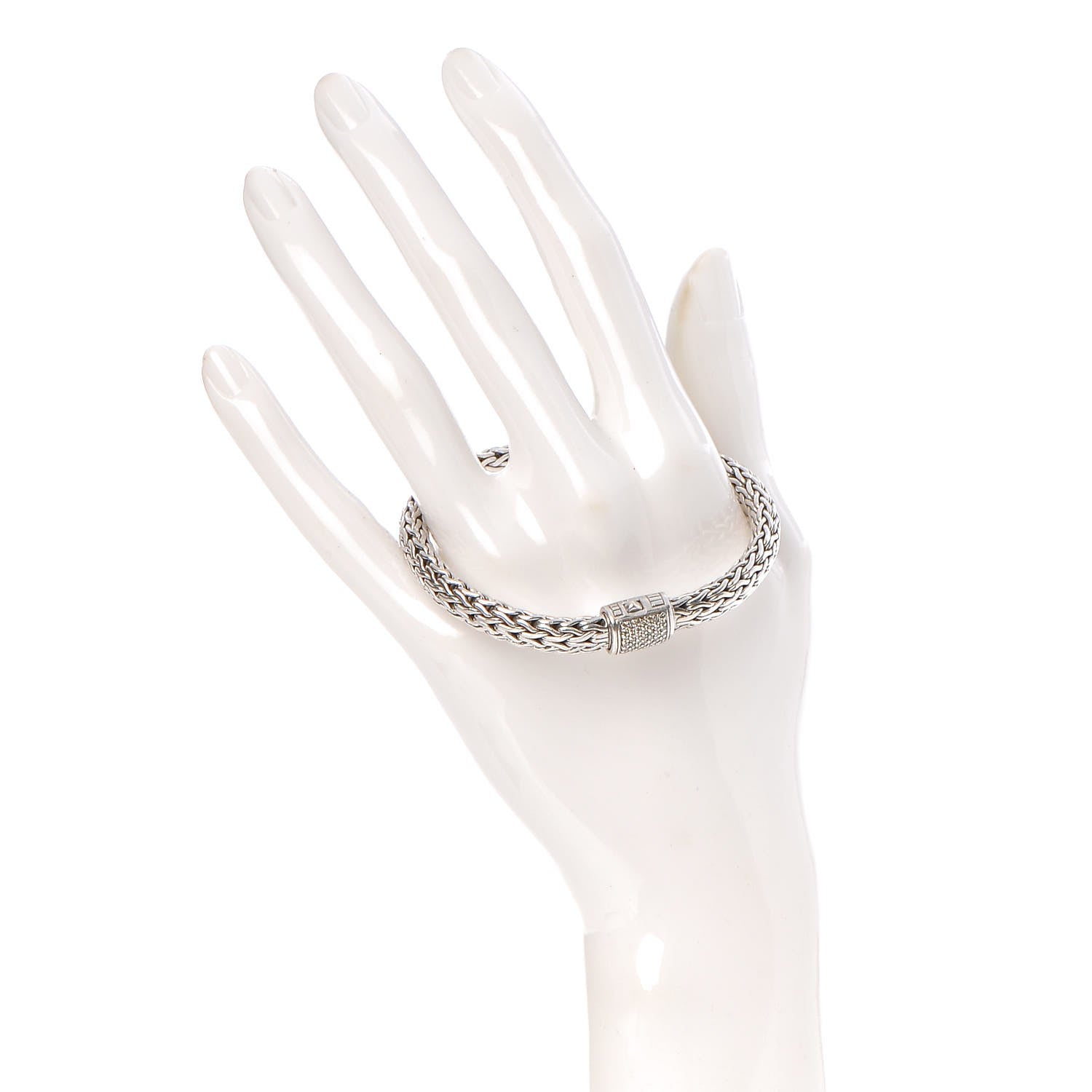 John Hardy Sterling Silver Diamond 7.5mm Classic Chain Bracelet 2 of 5