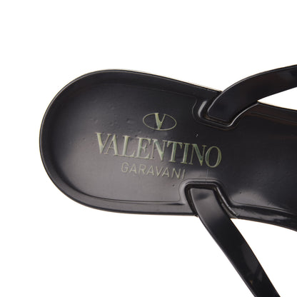 Valentino Garavani PVC Jelly Rockstud Bow Thong Sandals 38 Black 6 of 7
