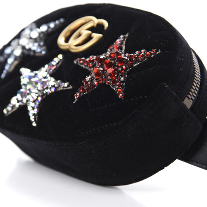 Gucci Velvet Matelasse Crystal Star GG Marmont Belt Bag 95 38 Black 7 of 11