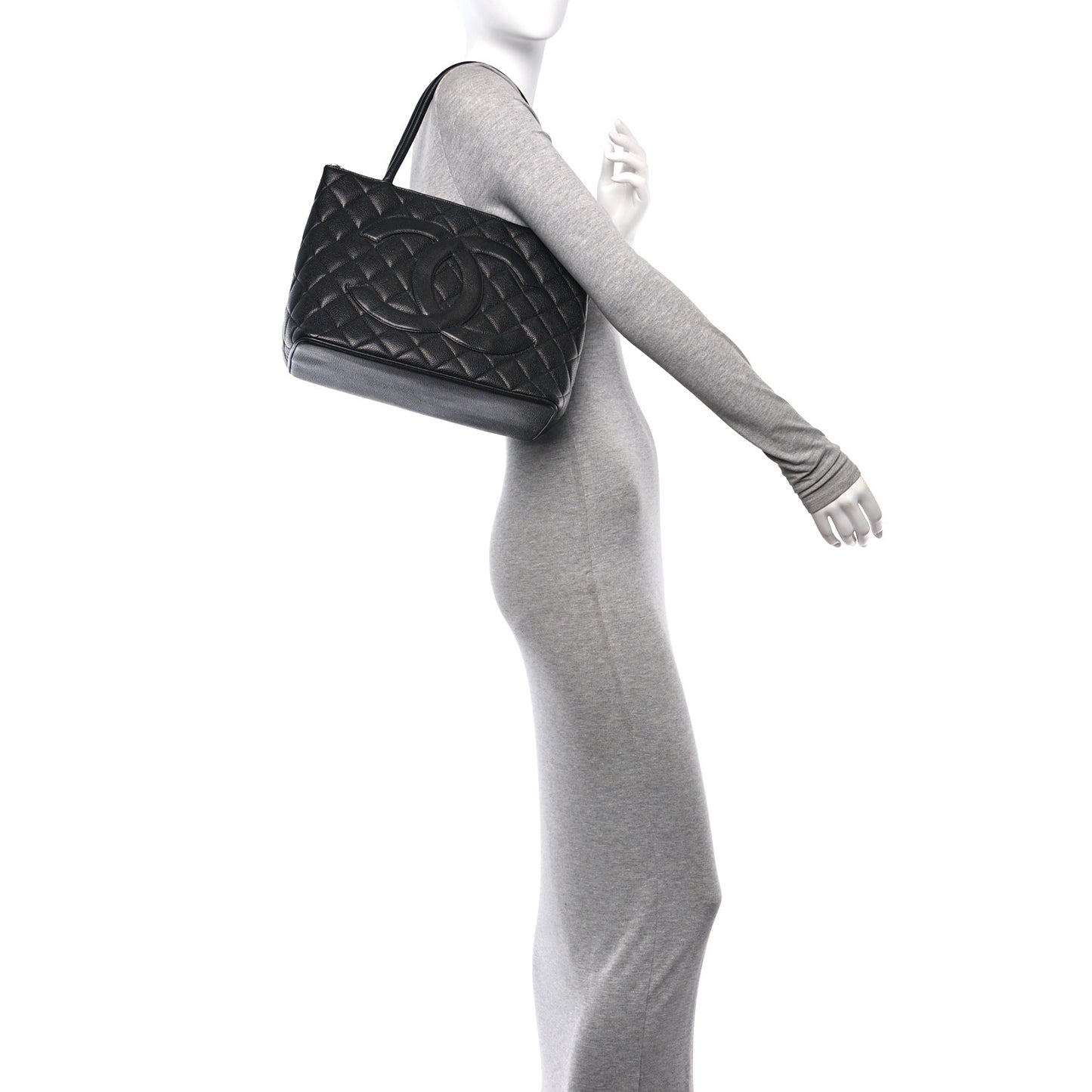 Caviar Quilted Medallion Tote Black