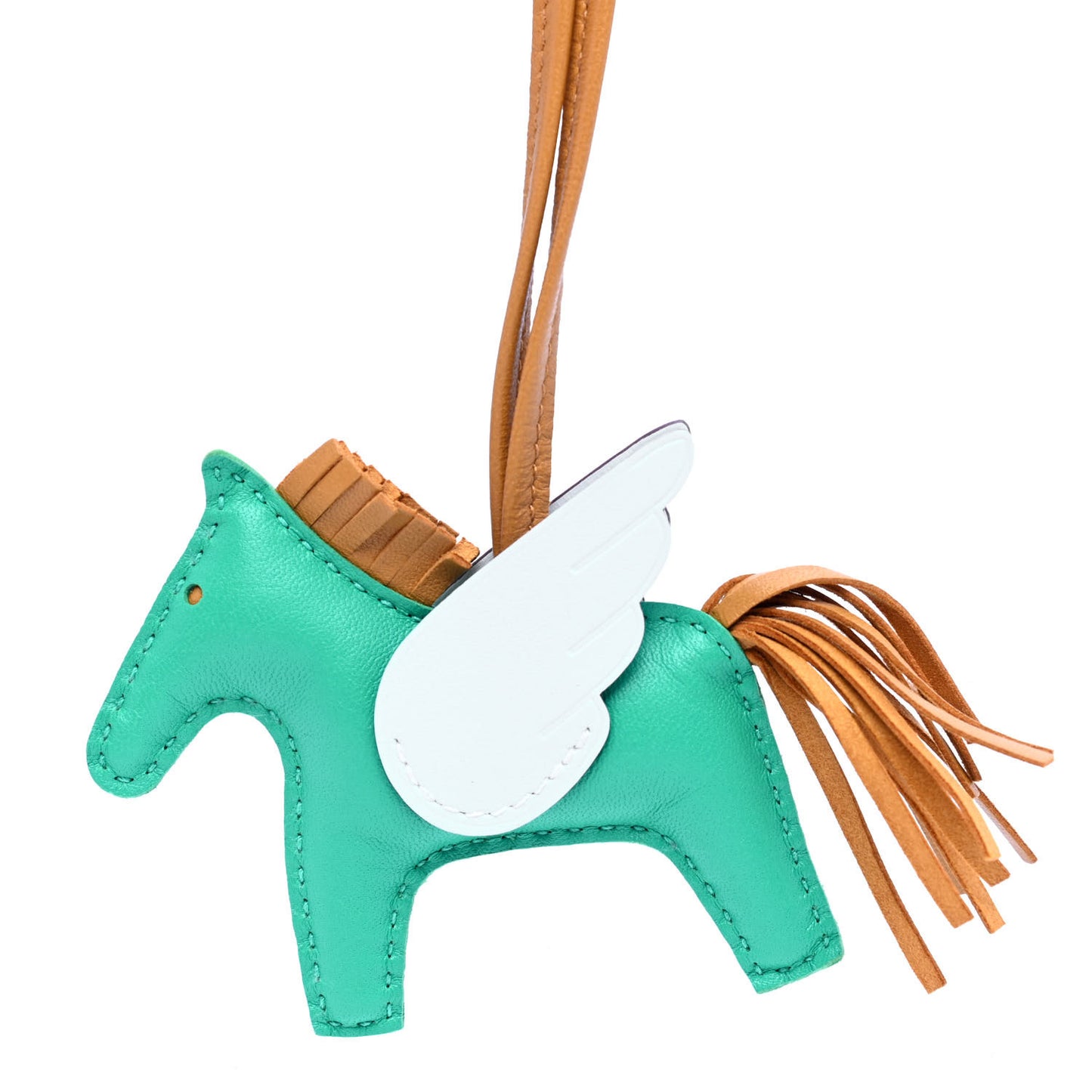 Milo Lambskin Grigri Rodeo Pegase Horse Bag Charm PM Menthe Sesame Bleu Brume