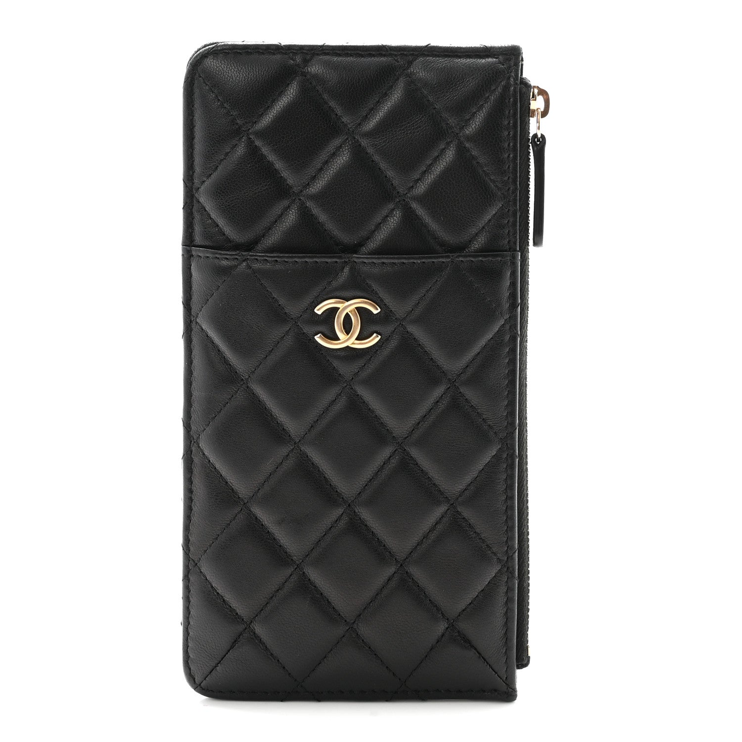 Chanel Lambskin Quilted Egyptian Amulet Classic Flat Wallet Pouch Black 1 of 7
