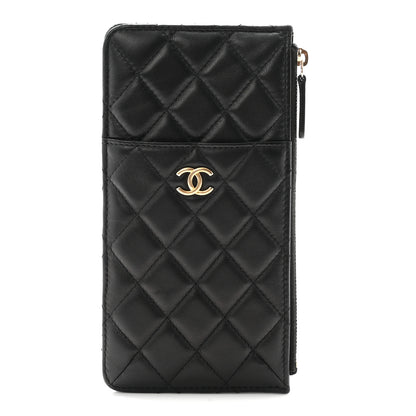 Chanel Lambskin Quilted Egyptian Amulet Classic Flat Wallet Pouch Black 1 of 7