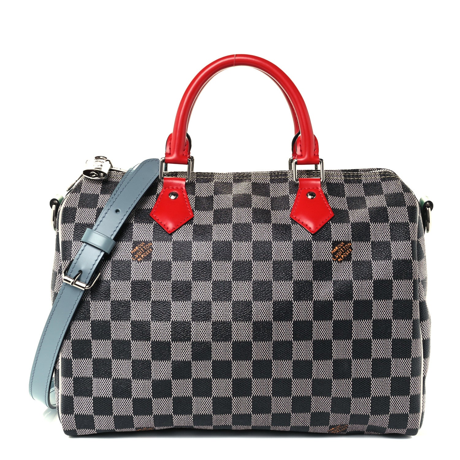 Louis Vuitton Damier Speedy Bandouliere 30 Black White 1 of 10
