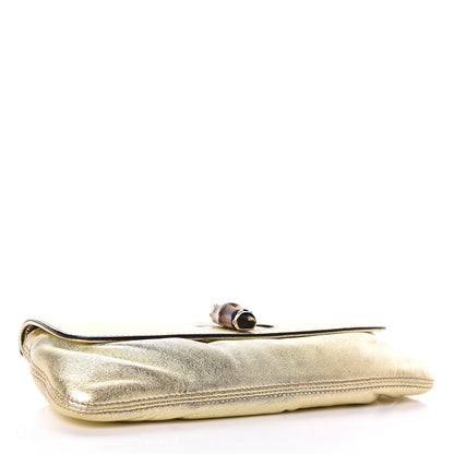 Gucci Metallic Calfskin Satin Bamboo Clutch Argento 4 of 7