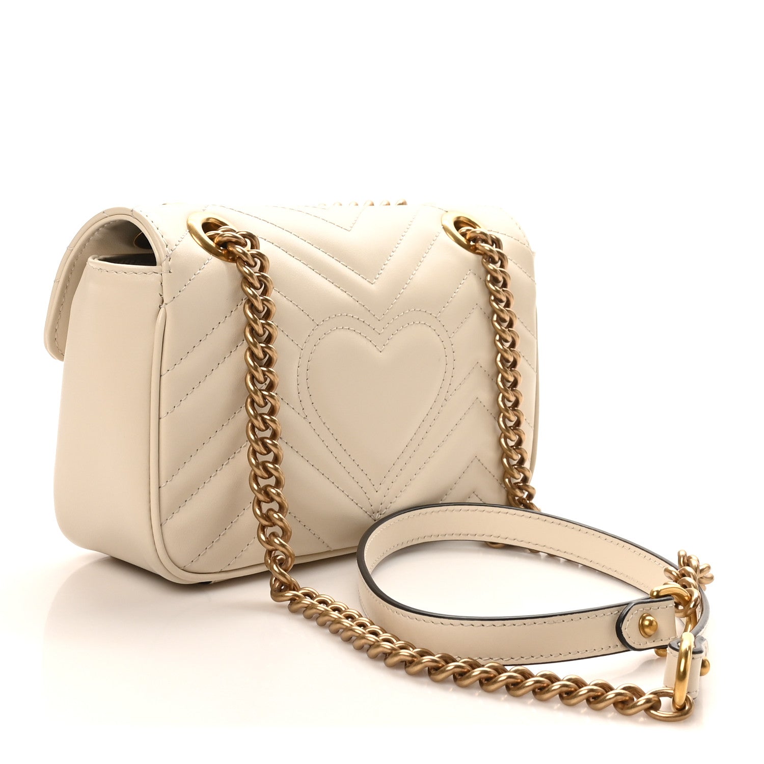 Gucci Calfskin Matelasse Mini GG Marmont Shoulder Bag White 3 of 10