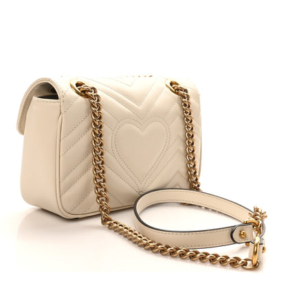 Gucci Calfskin Matelasse Mini GG Marmont Shoulder Bag White 3 of 10