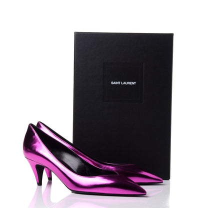 Saint Laurent Metallic Calfskin Kiki 55 Pumps 40 Fuchsia 11 of 11