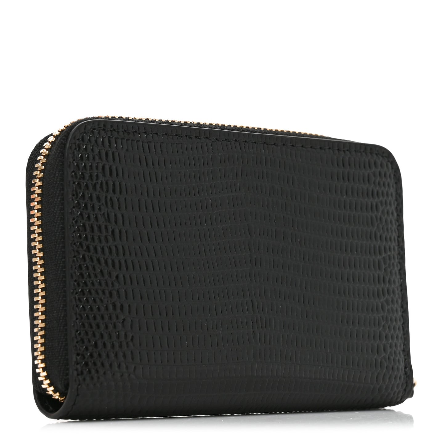 Calfskin Lizard Embossed Crococo Coin Purse Black
