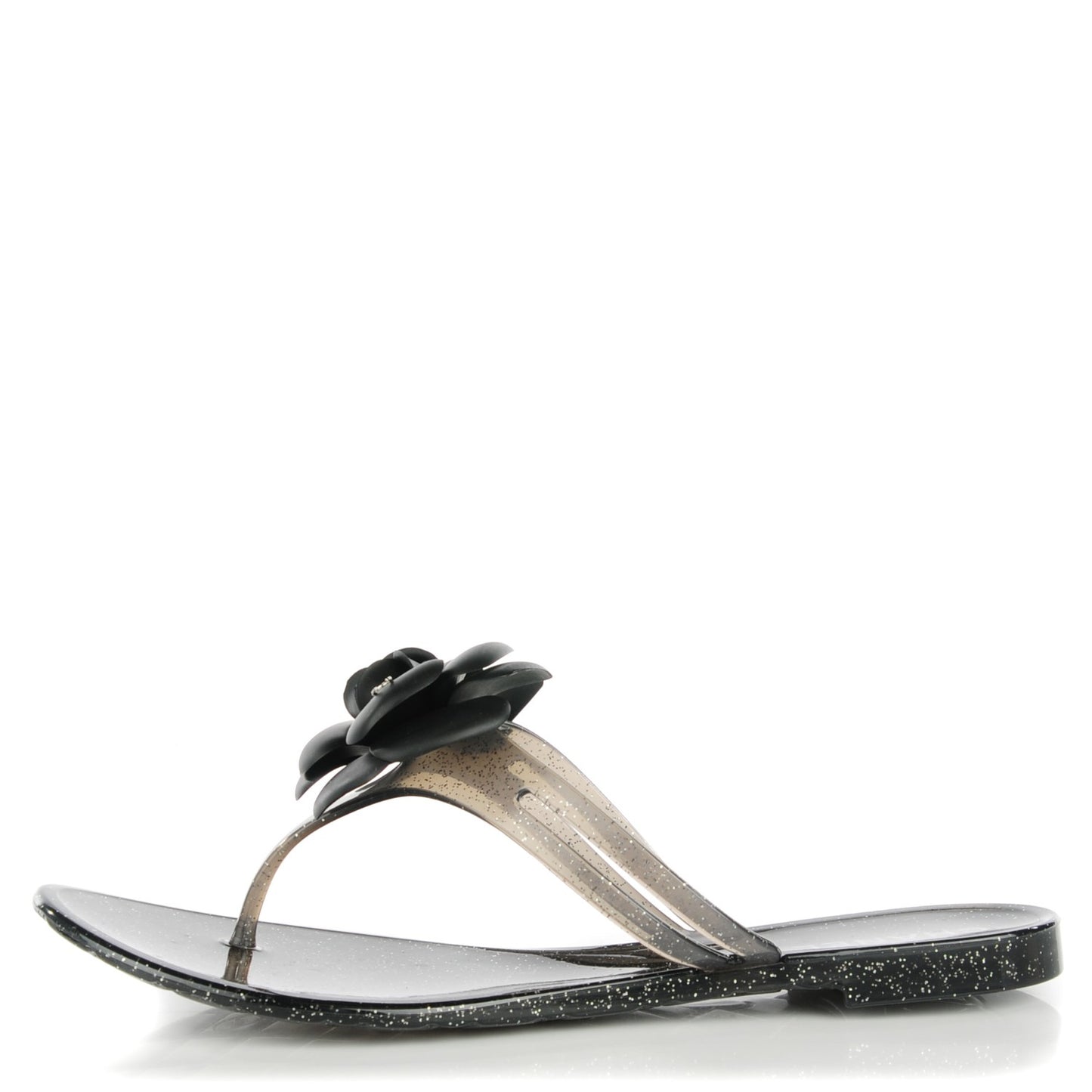 Jelly Camellia Thong Sandals 39 Black