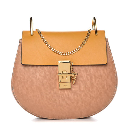Chloe Grained Calfskin Lambskin Drew Shoulder Bag Wet Sand Sunflower 1 of 9