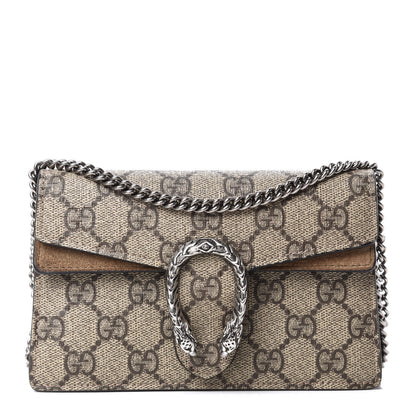 Gucci GG Supreme Monogram Super Mini Dionysus Shoulder Bag Taupe 1 of 12