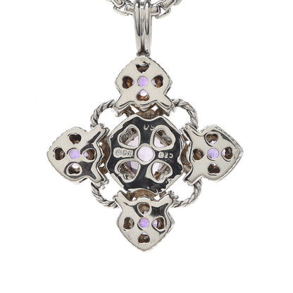 David Yurman Sterling Silver 14K Yellow Gold Amethyst Renaissance Cross Pendant Necklace 5 of 5