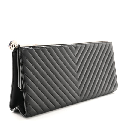 Chanel Lambskin Chevron Evening Clutch Black 3 of 8