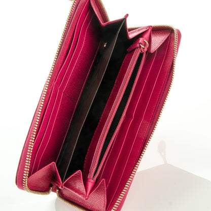 Saint Laurent Calfskin Textured ChYc Zip Around Wallet Fuchsia 5 of 6
