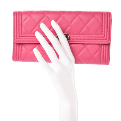 Chanel Lambskin Quilted Boy Flap Wallet Fuchsia 2 of 9