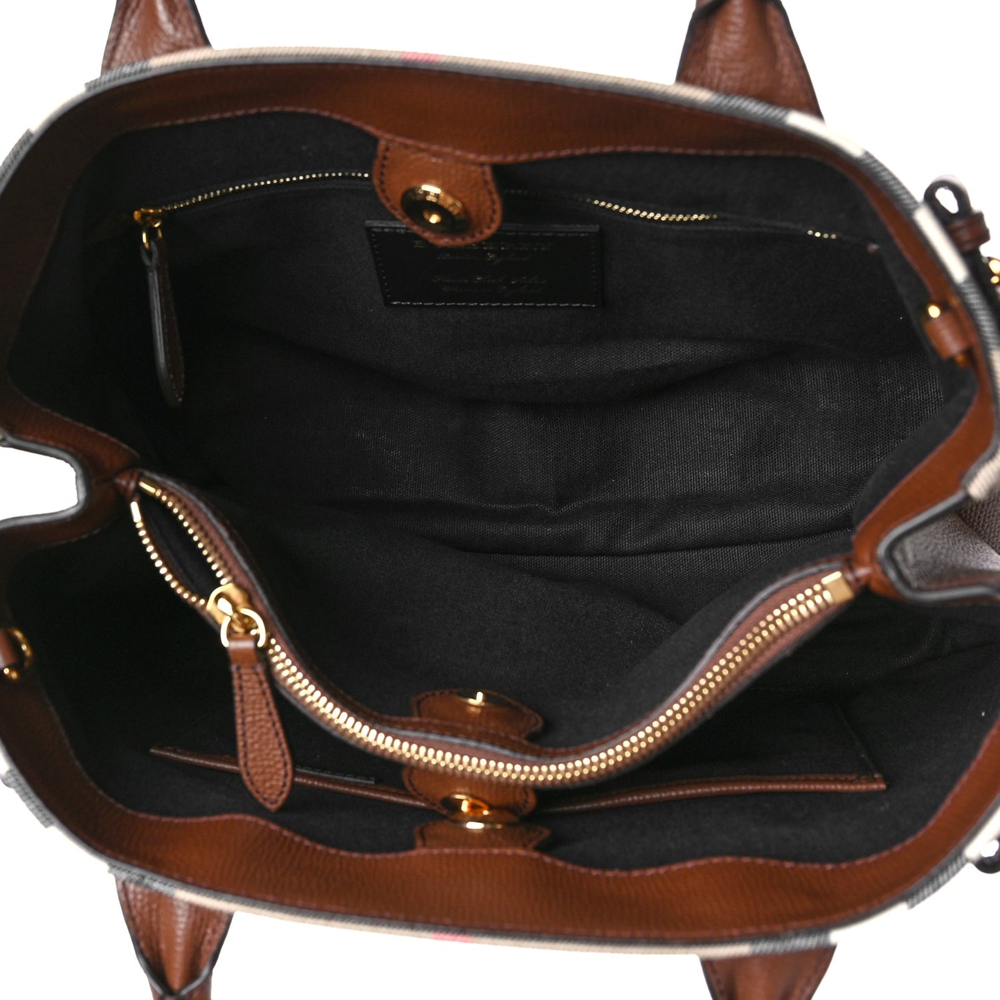House Check Grainy Calfskin Medium Banner Tote Brown