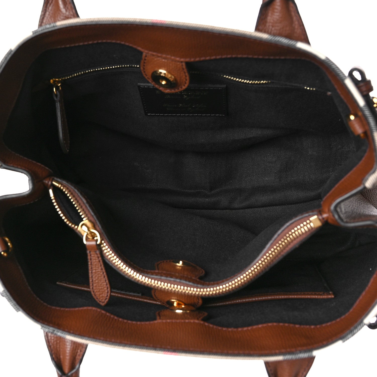 Burberry House Check Grainy Calfskin Medium Banner Tote Brown 5 of 7